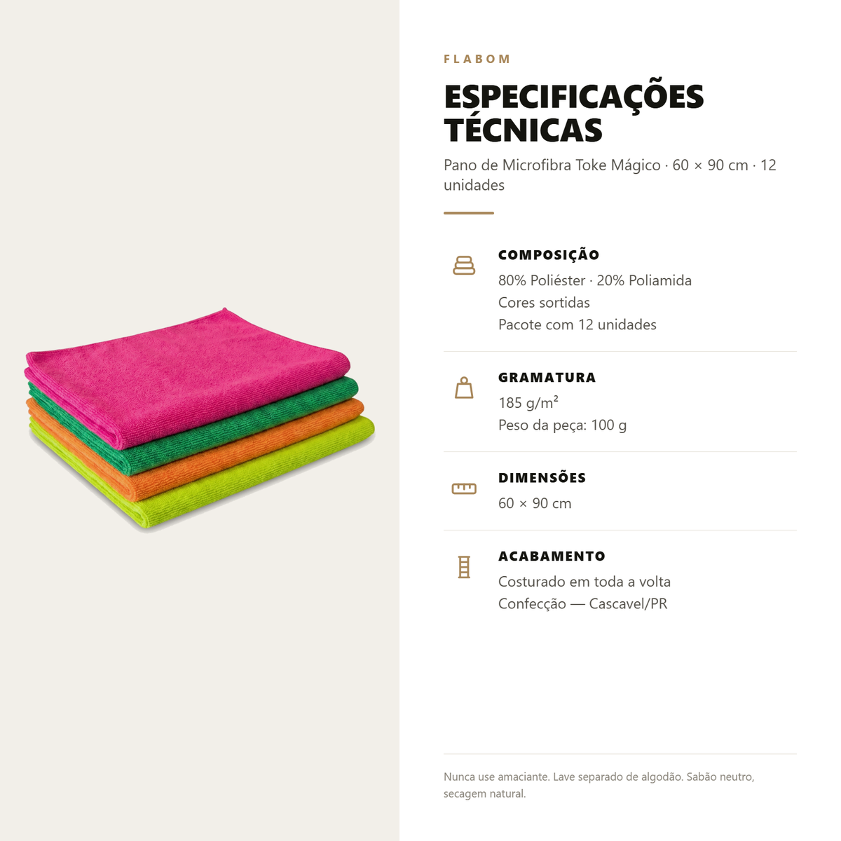 Pano de Microfibra Toke Mágico 60X90 - 12 unidades