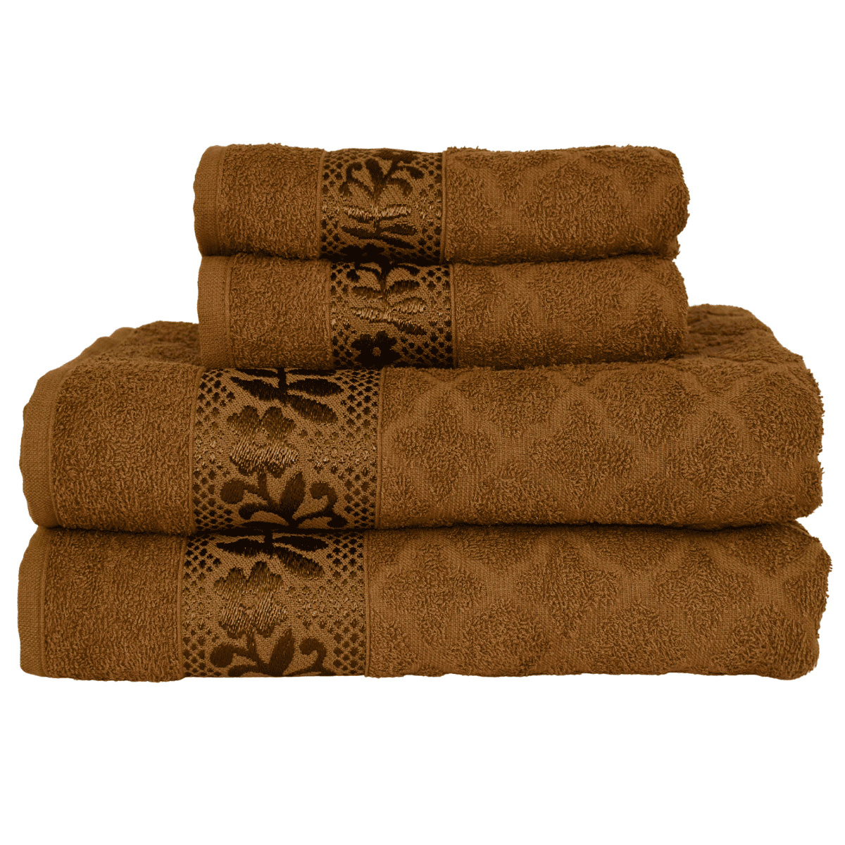 Kit 4 Toalhas Luxo - 2 Banho + 2 Rosto 100% Algodão