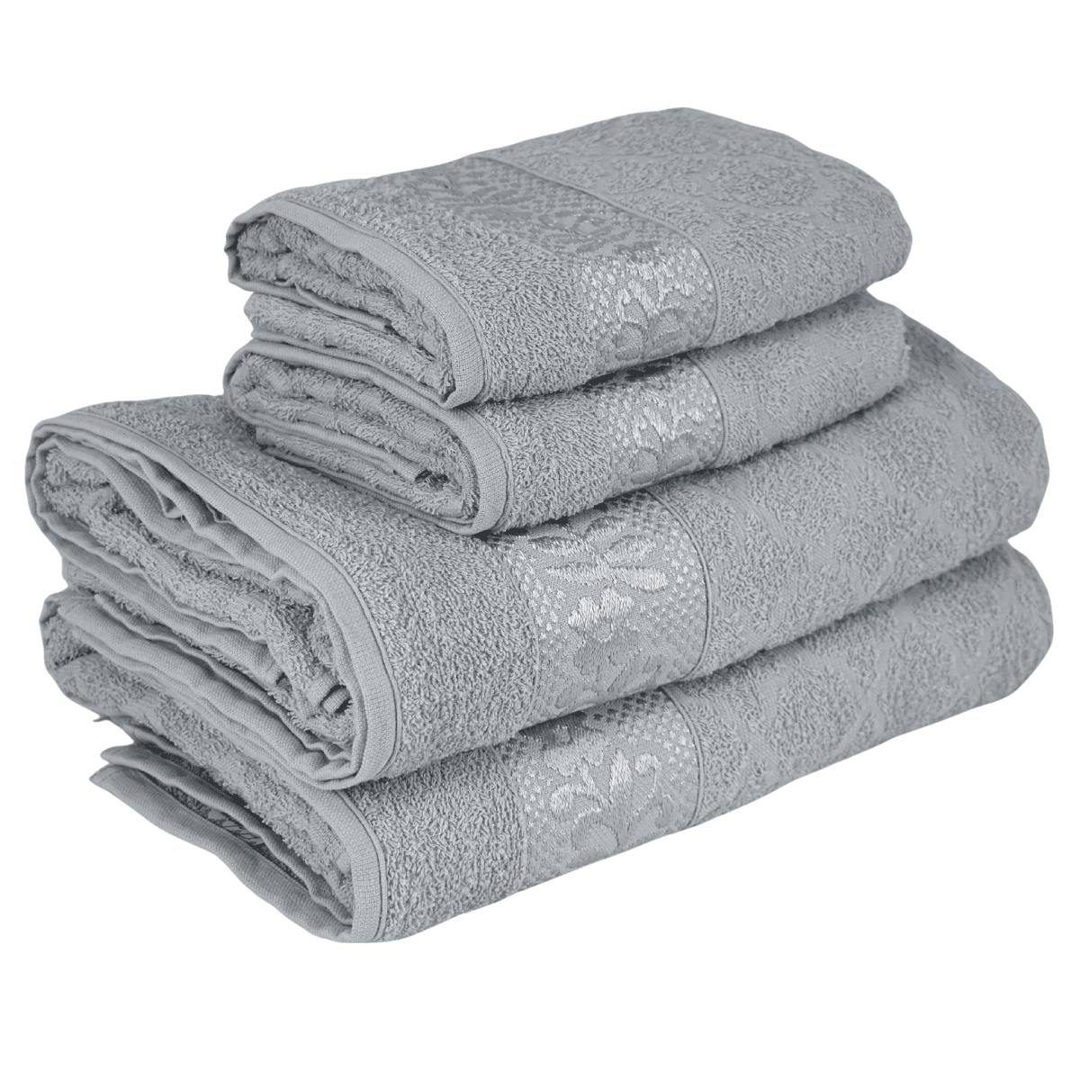 Kit 4 Toalhas Luxo - 2 Banho + 2 Rosto 100% Algodão