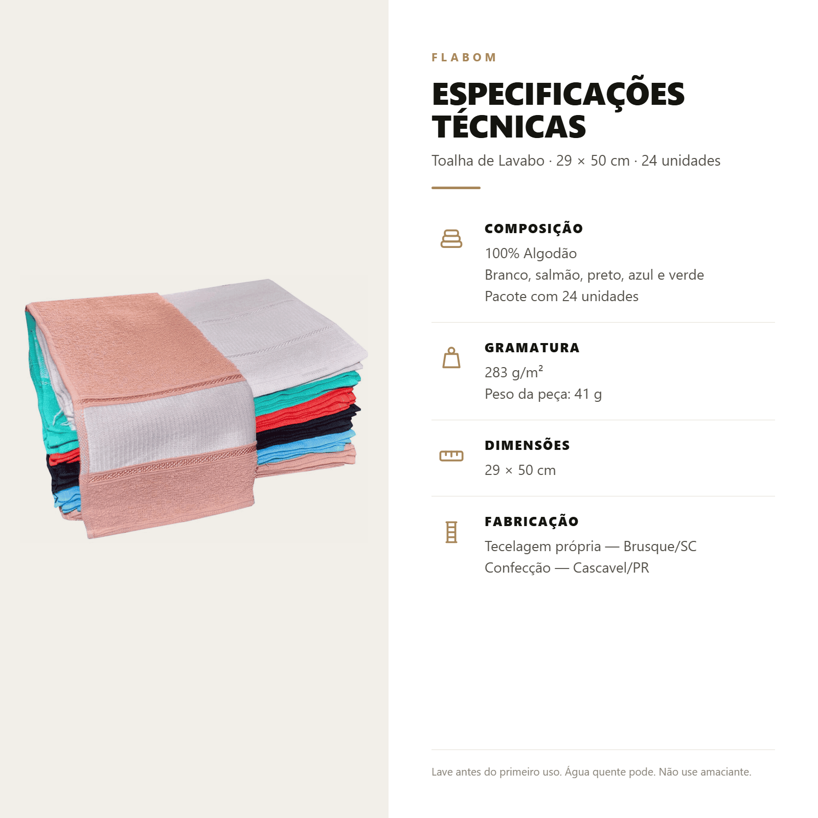 Toalha de Lavabo 29x50 - 24 unidades