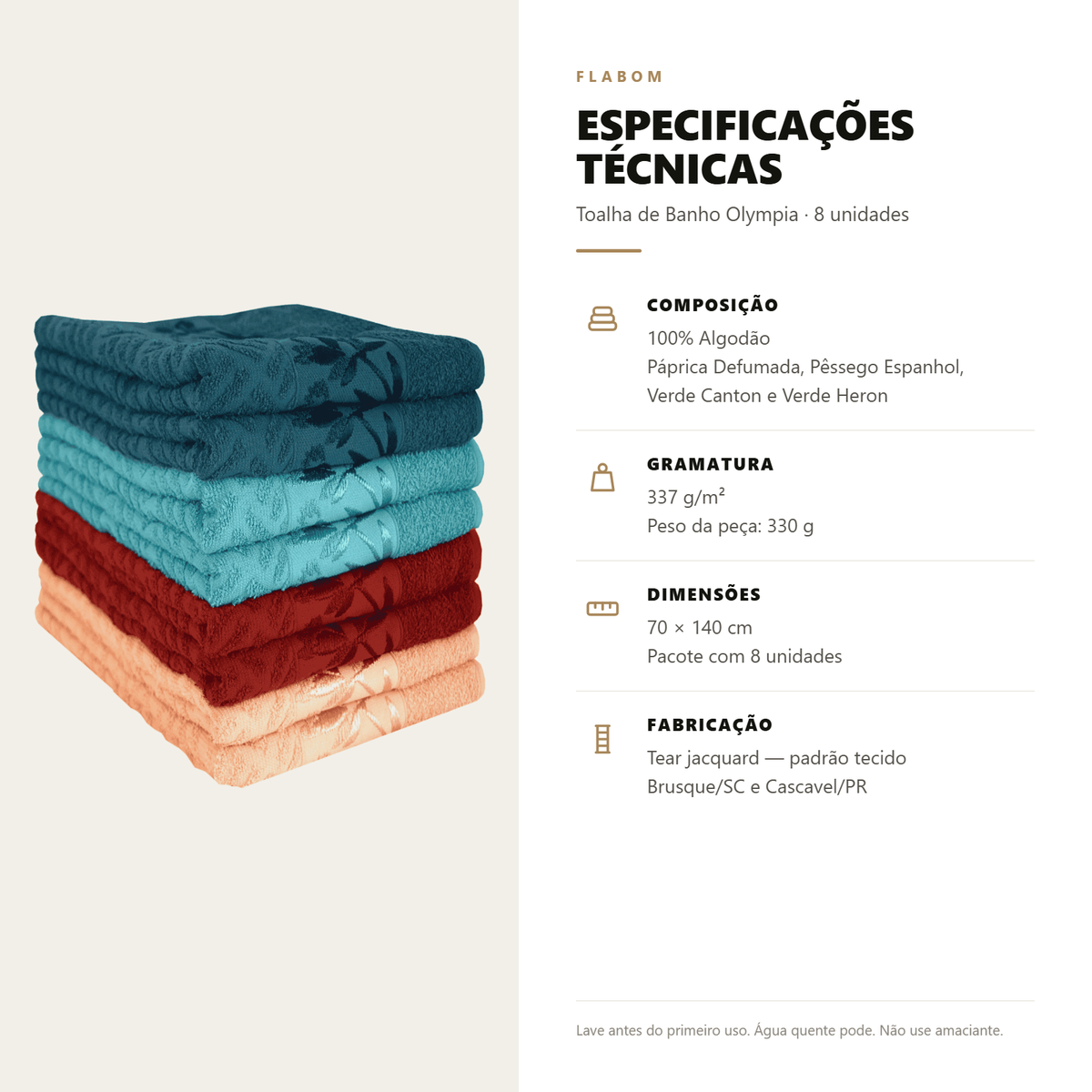 Toalha de Banho Olympia 70X140 - 8 unidades