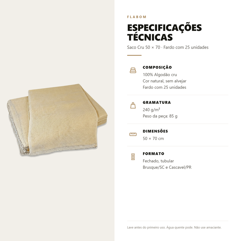 Saco Cru 50x70 - 25 Unidades