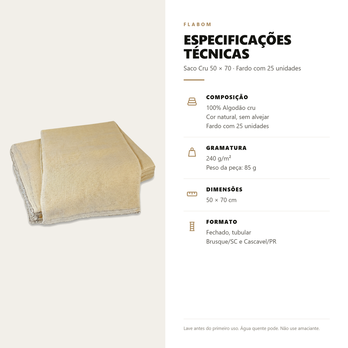 Saco Cru 50x70 - 6 Unidades