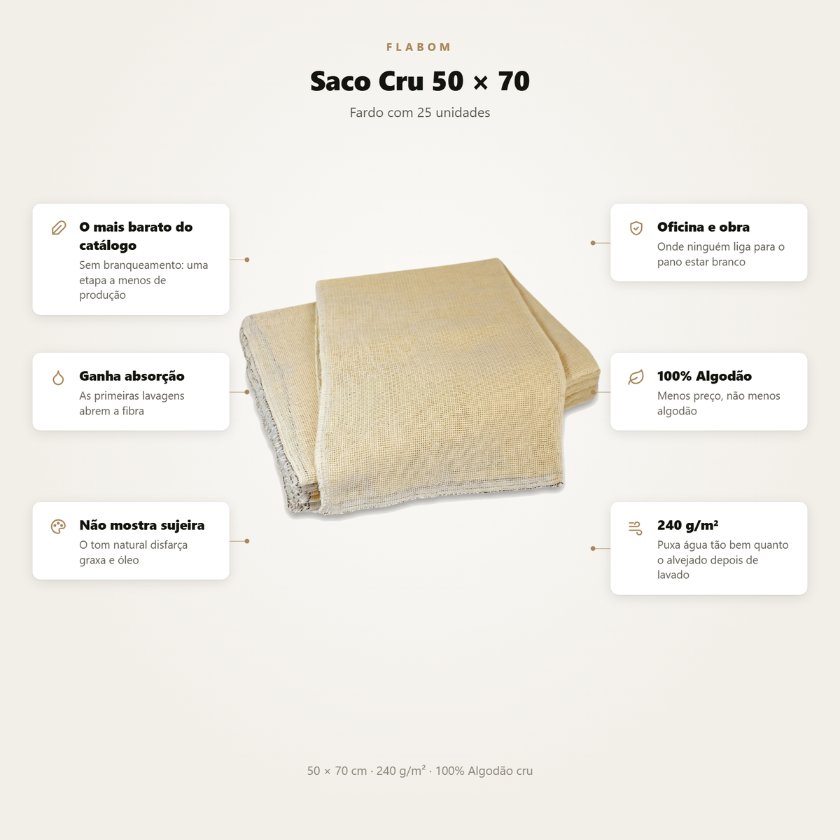 Saco Cru 50x70 - 6 Unidades