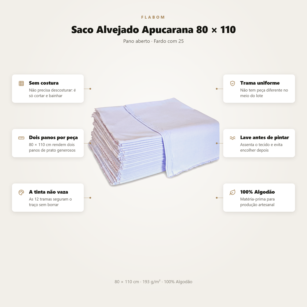 Saco Alvejado Apucarana 80x110 Aberto - 25 unidades