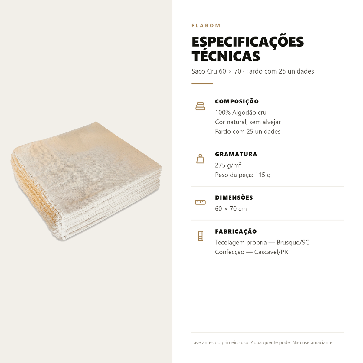 Saco Cru  60x70 - 25 Unidades