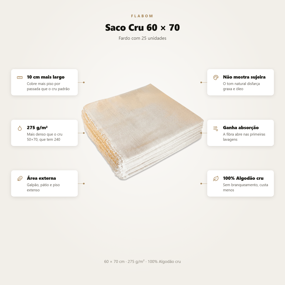 Saco Cru  60x70 - 25 Unidades
