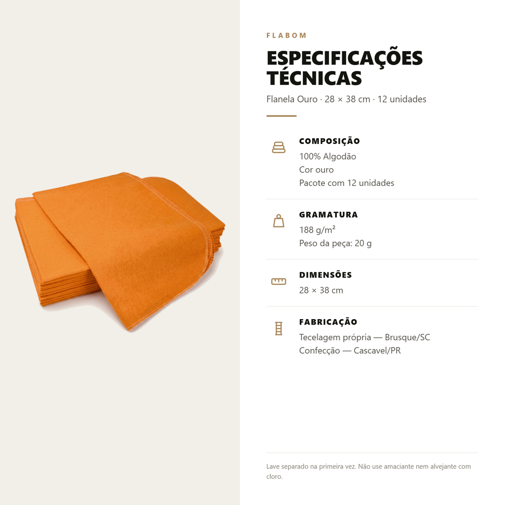 Flanela Ouro 28X38 - 6 unidades