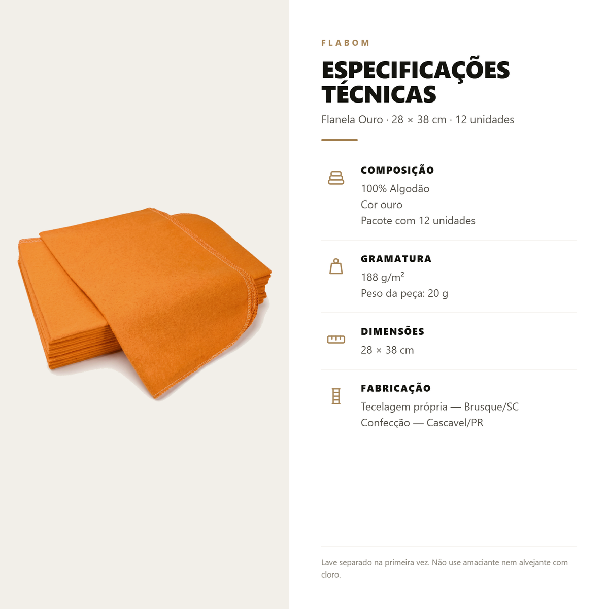 Flanela Ouro 28X38 - 12 unidades