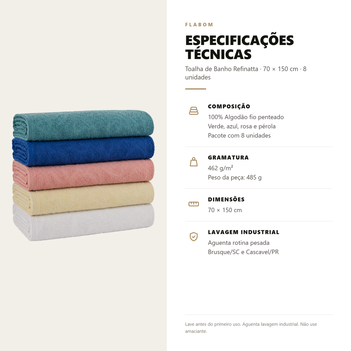 Toalha de Banho Refinatta 70X150 - 8 unidades