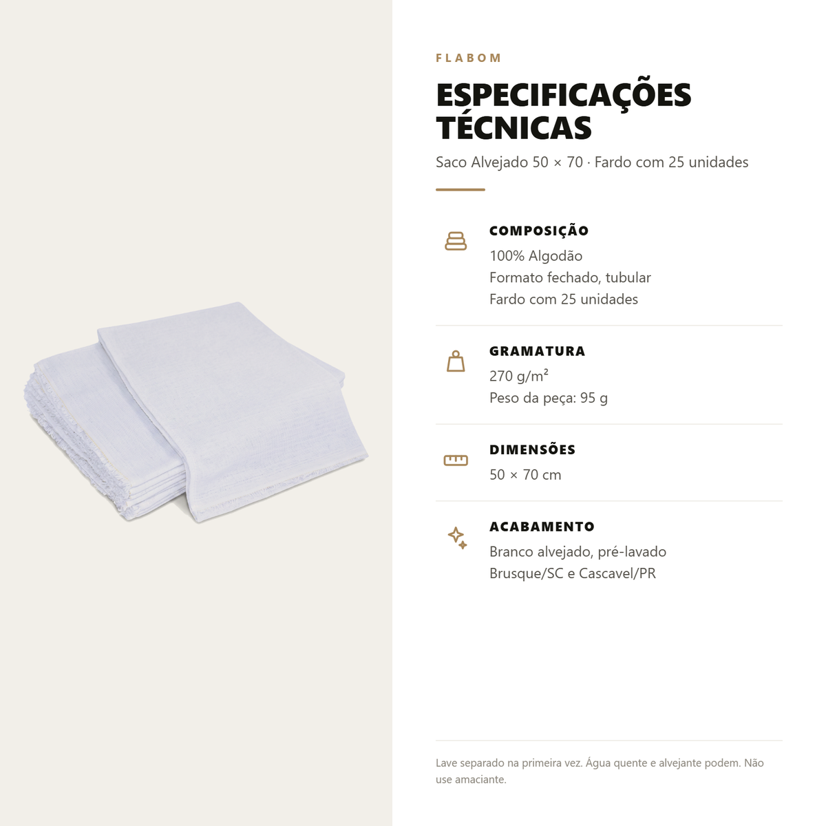 Saco Alvejado 50X70 - 6 unidades