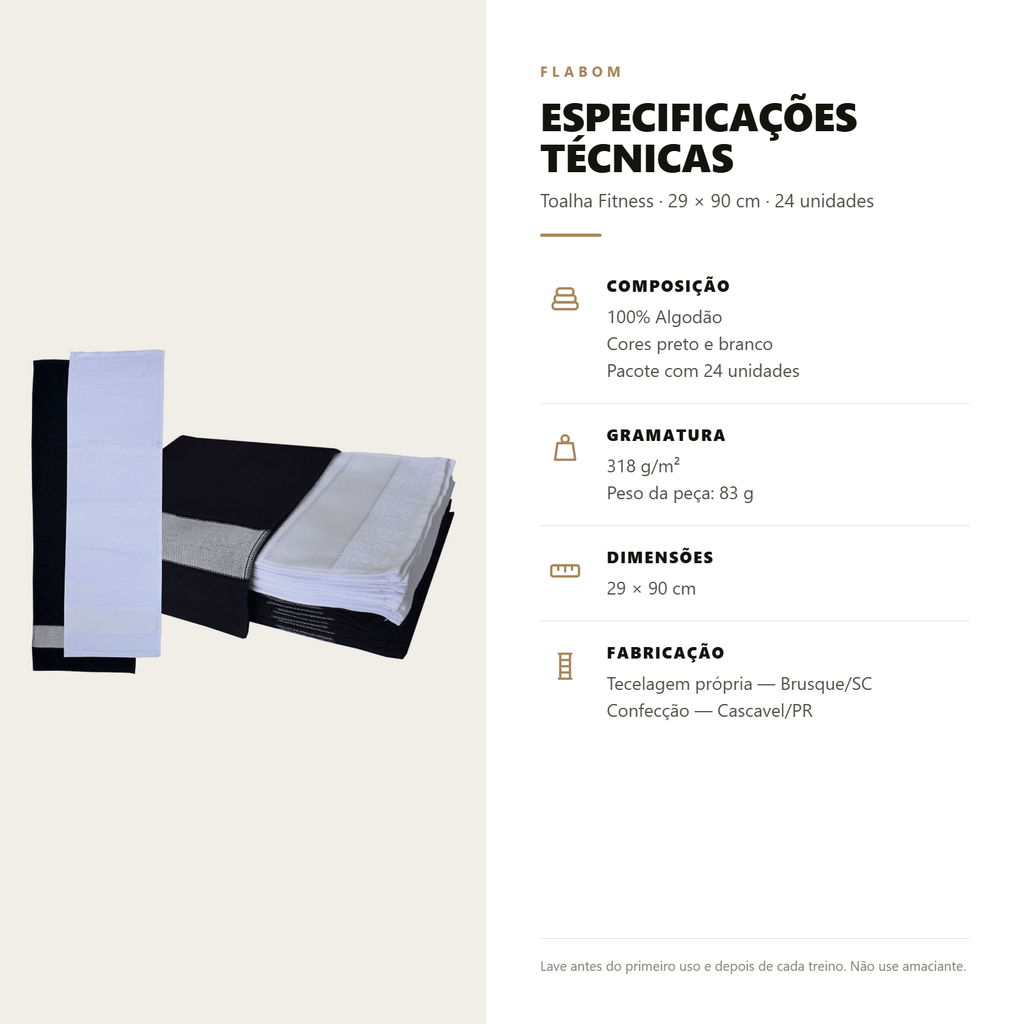 Toalha Fitness 29x90 - 24 unidades