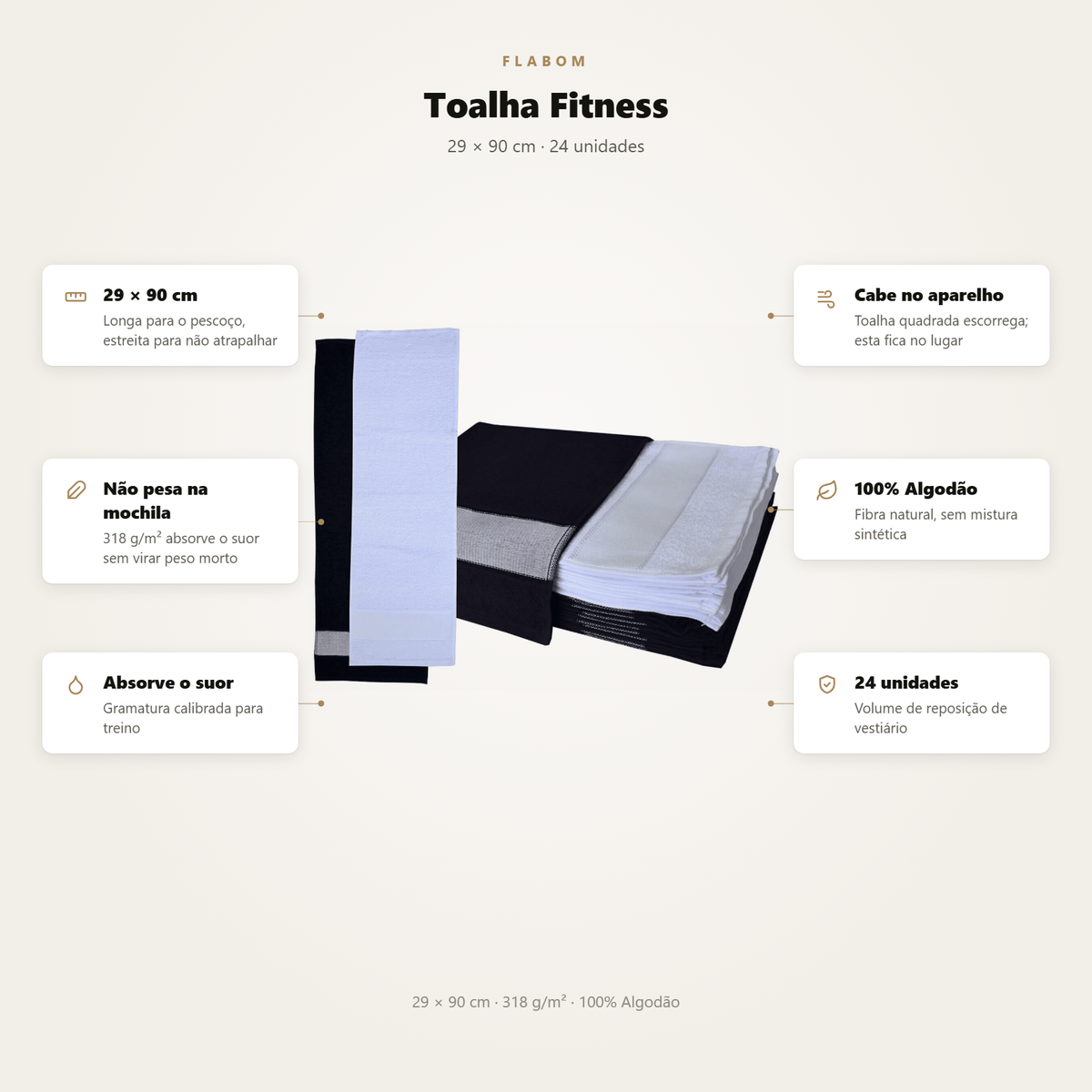 Toalha Fitness 29x90 - 24 unidades