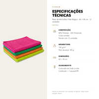 Pano de Microfibra Toke Mágico 60X90 - 12 unidades