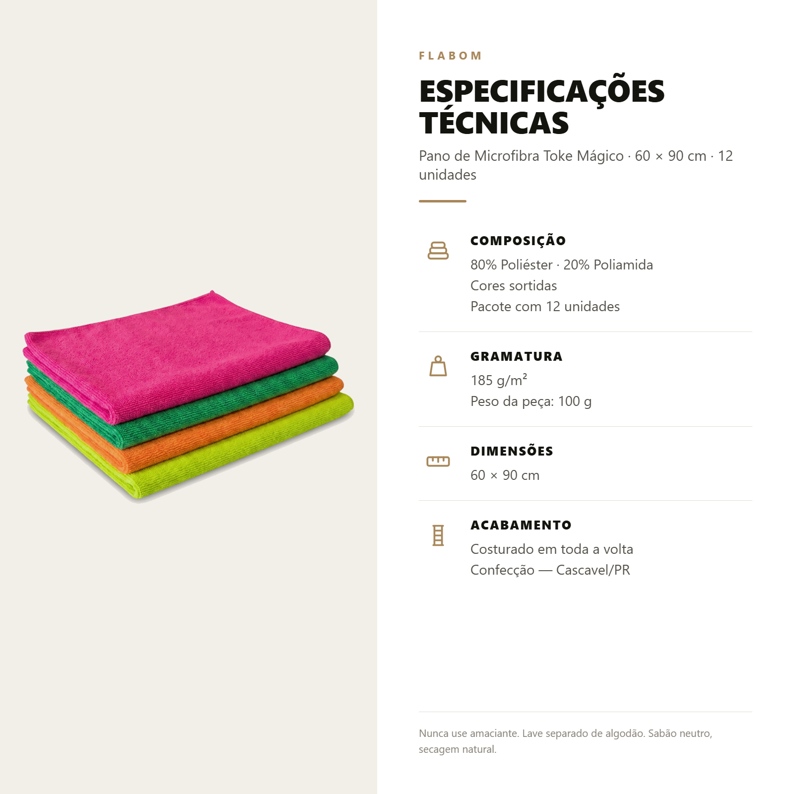 Pano de Microfibra Toke Mágico 60X90 - 12 unidades