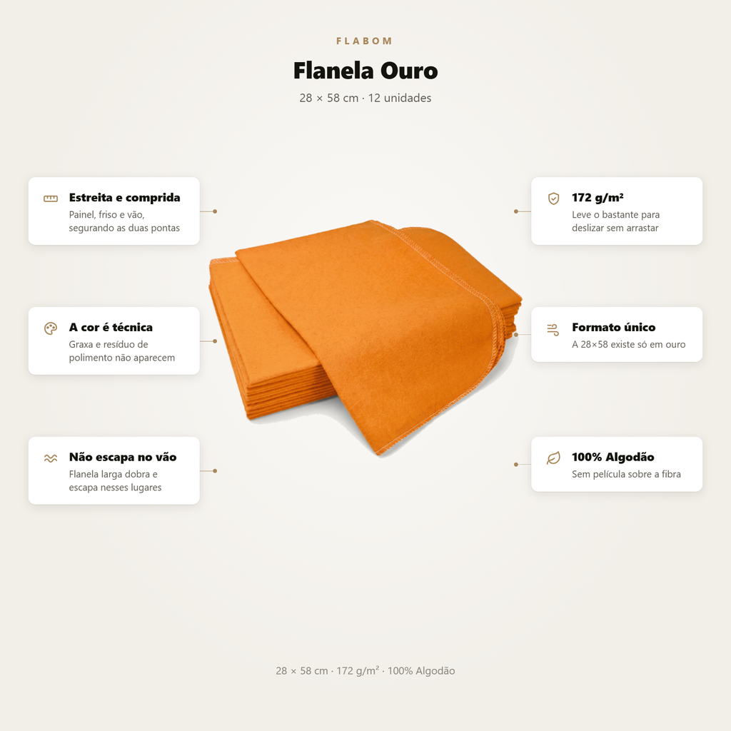 Flanela Ouro 28X58 - 12 unidades
