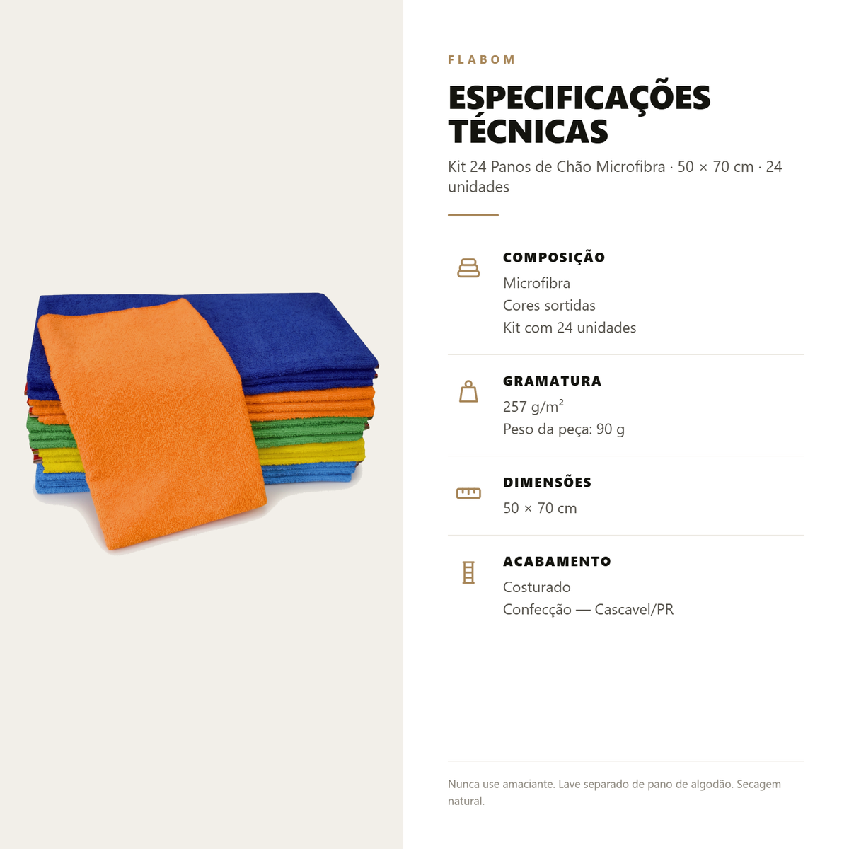 Kit 24 Panos de Chão Microfibra 50x70