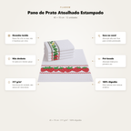 Pano de Prato Atoalhado Estampado 45X70  - 12 unidades