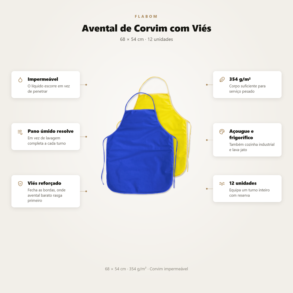 Avental De Corvim Com Viés 68x54 - 12 Unidades