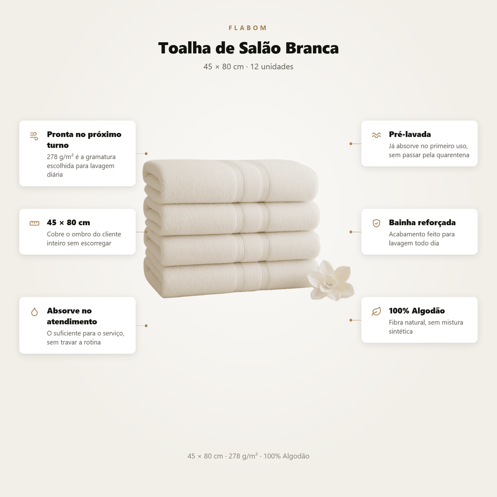 Toalha de Salão Branca 45x80 - 12 Unidades