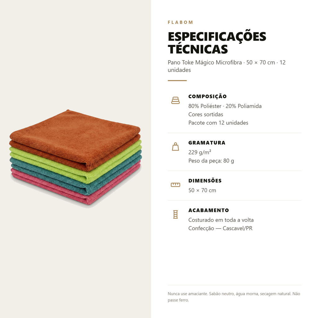 Pano Toke Mágico Microfibra 50X70 - 12 unidades