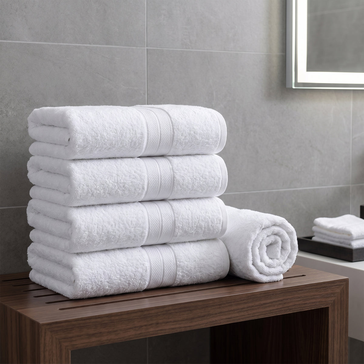 Kit 6 Toalhas de Banho Linha Hotel 70x140 Branco