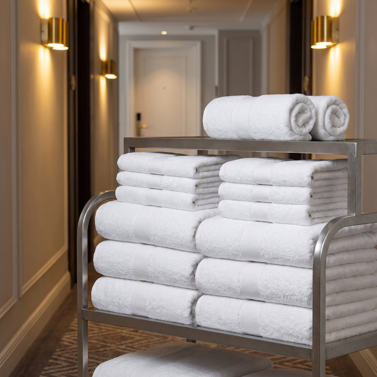 Kit 12 Toalhas de Rosto Linha Hotel Brancas