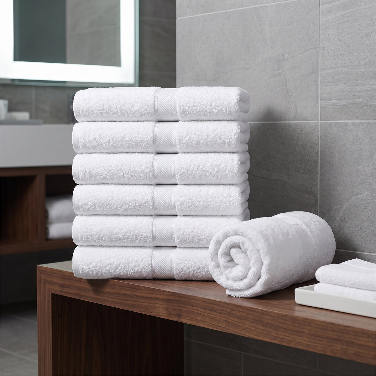 Kit 12 Toalhas de Rosto Linha Hotel Brancas