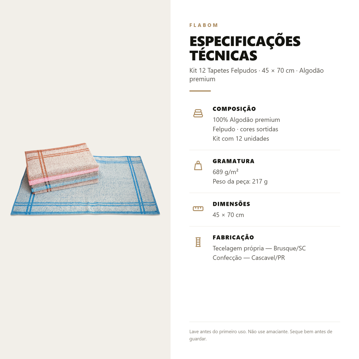 Kit 12 Tapetes Felpudos Flabom 45x70