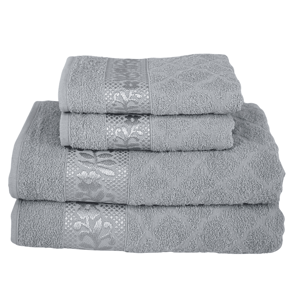 Kit 4 Toalhas Luxo - 2 Banho + 2 Rosto 100% Algodão