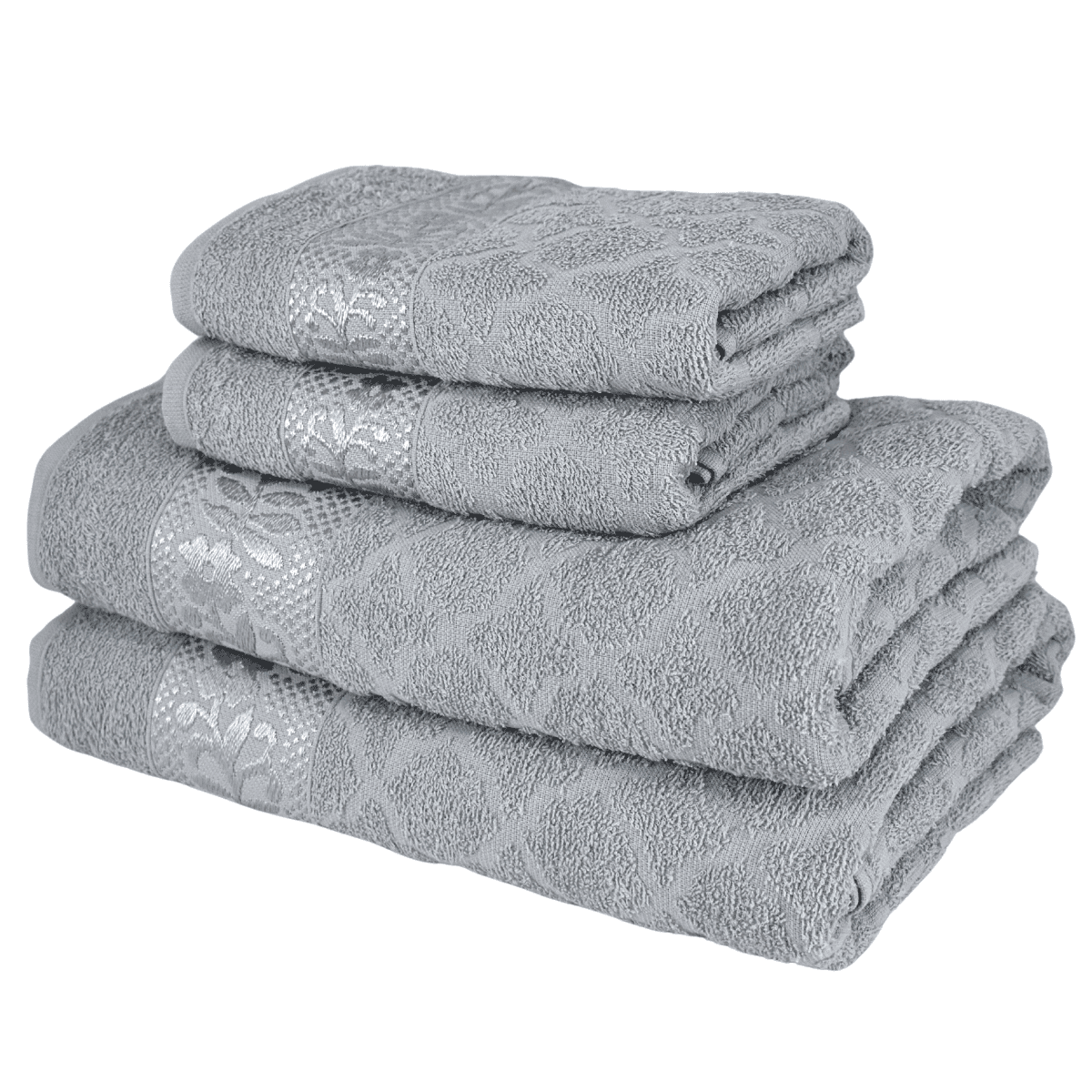 Kit 4 Toalhas Luxo - 2 Banho + 2 Rosto 100% Algodão