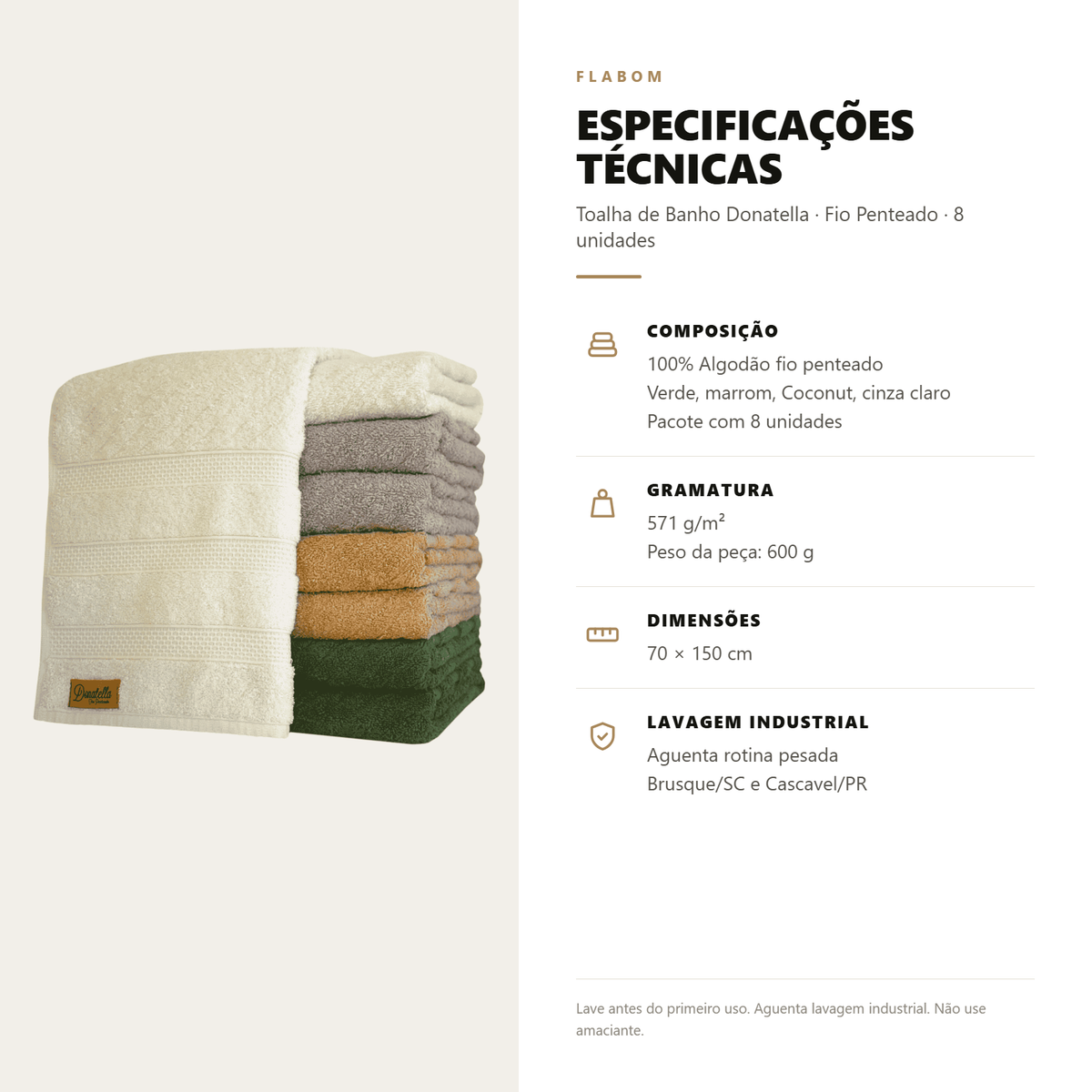 Toalha de Banho Donatella 70X150 - 8 unidades