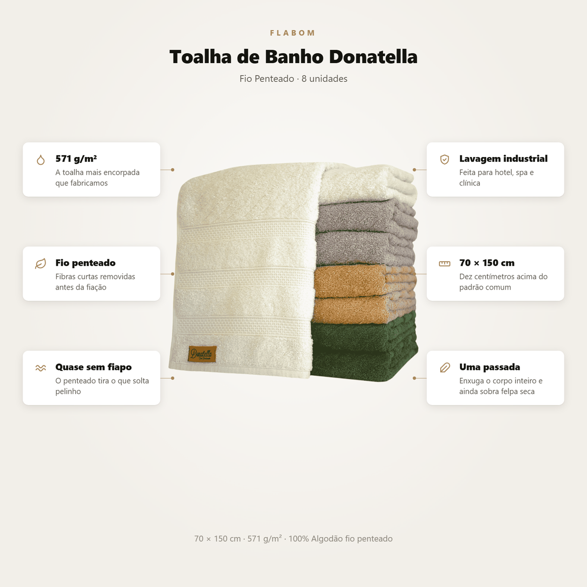 Toalha de Banho Donatella 70X150 - 8 unidades