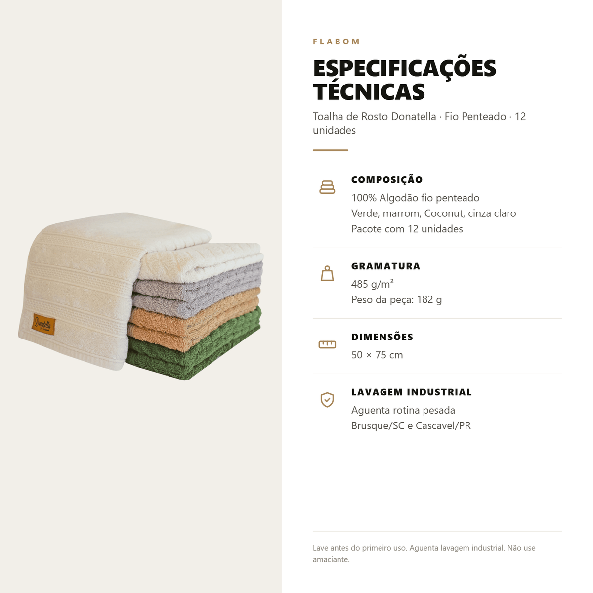 Toalha de Rosto Donatella 50X75 - 12 unidades