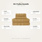 Kit 4 Toalhas Donatella 2 de Banho + 2 de Rosto Fio Penteado