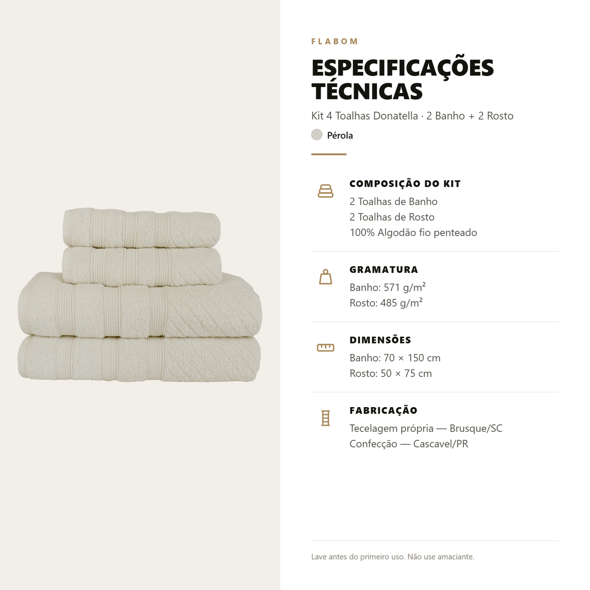 Kit 4 Toalhas Donatella 2 de Banho + 2 de Rosto Fio Penteado