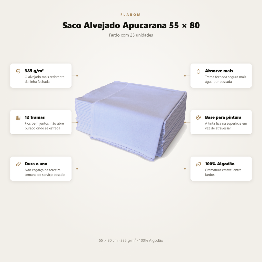 Saco Alvejado Apucarana 55x80 - 25 unidades