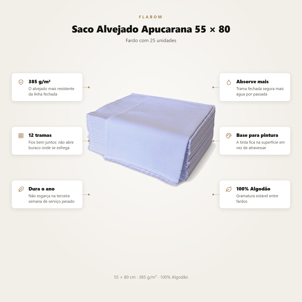 Saco Alvejado Apucarana 55x80 - 25 unidades