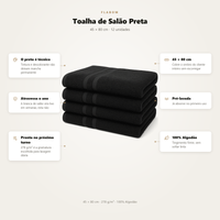 Toalha de Salão Preta 45x80 - 12 unidades