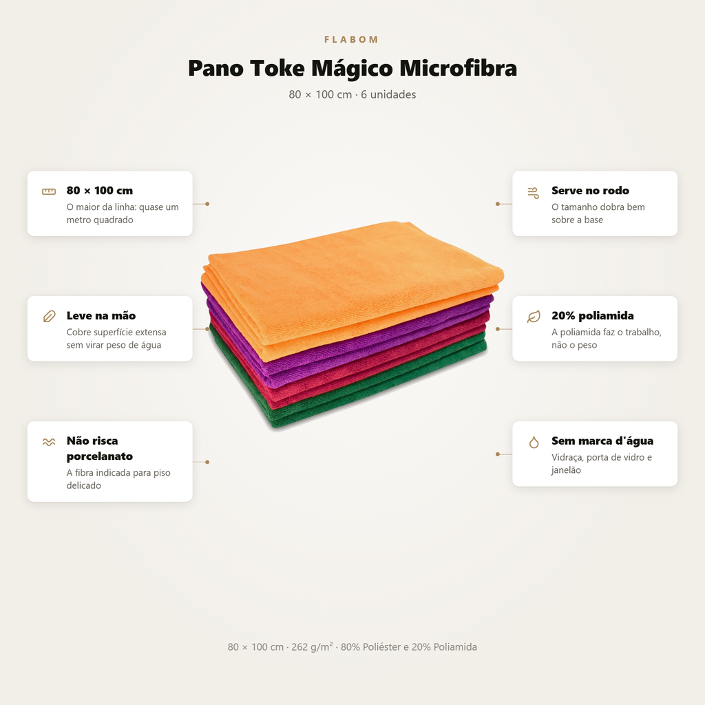 Pano Toke Mágico Microfibra 80X100 - 6 unidades