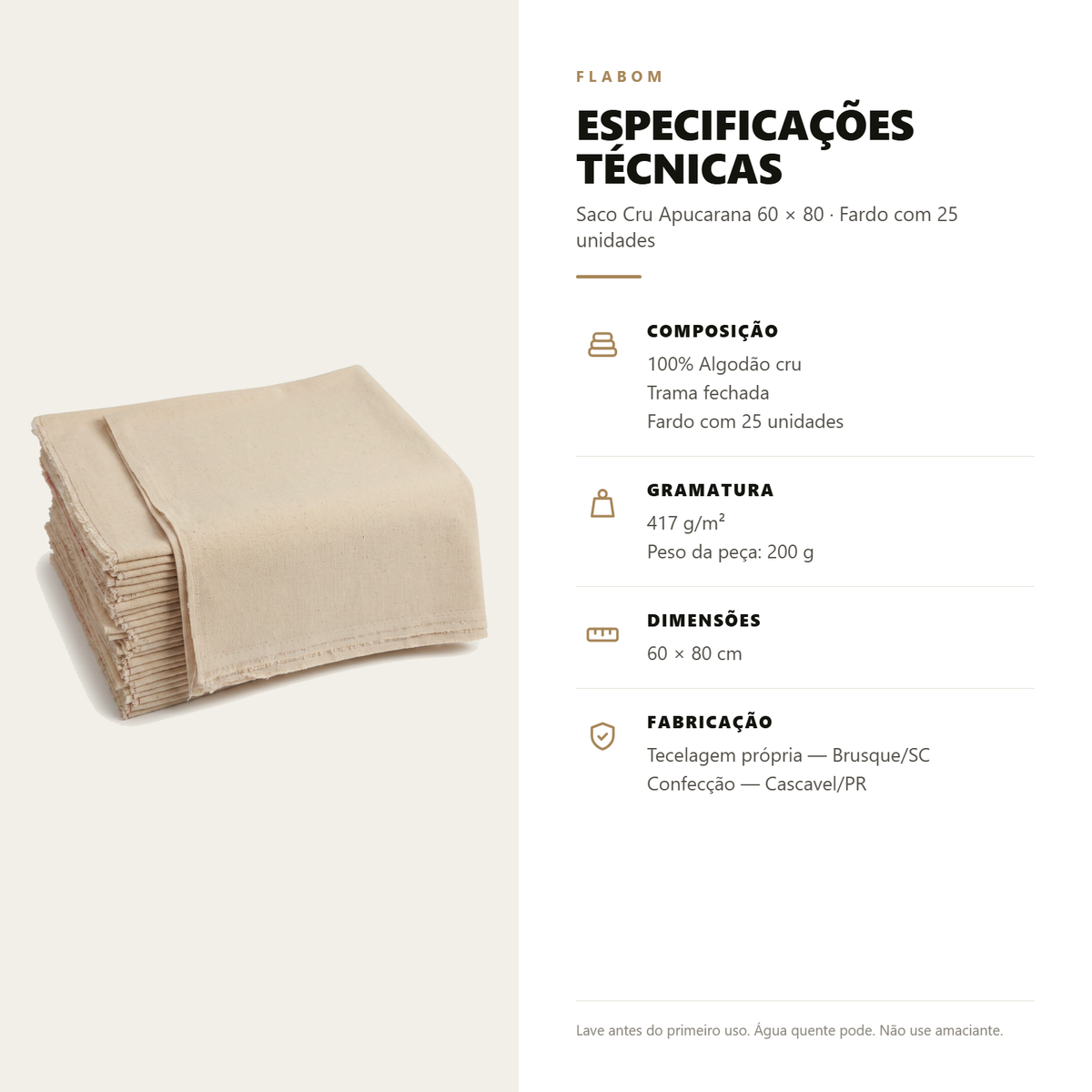 Saco cru Apucarana 60x80 - 25 unidades