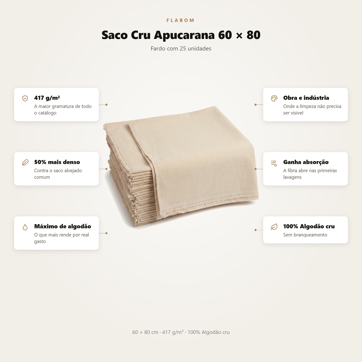 Saco cru Apucarana 60x80 - 25 unidades