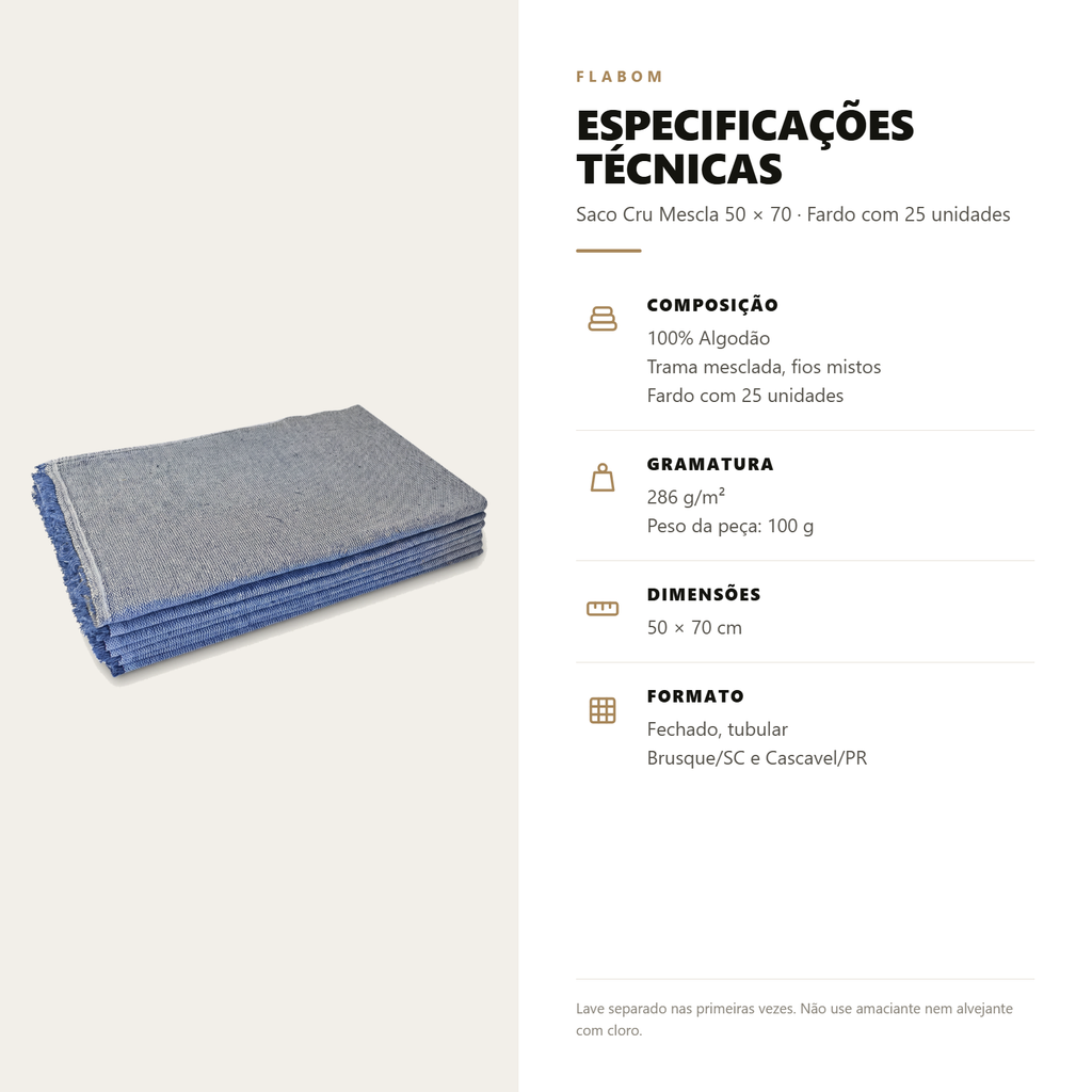 Saco Cru Mescla 50X70 - 25 unidades