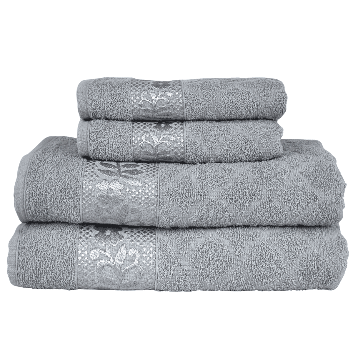 Kit 4 Toalhas Luxo - 2 Banho + 2 Rosto 100% Algodão