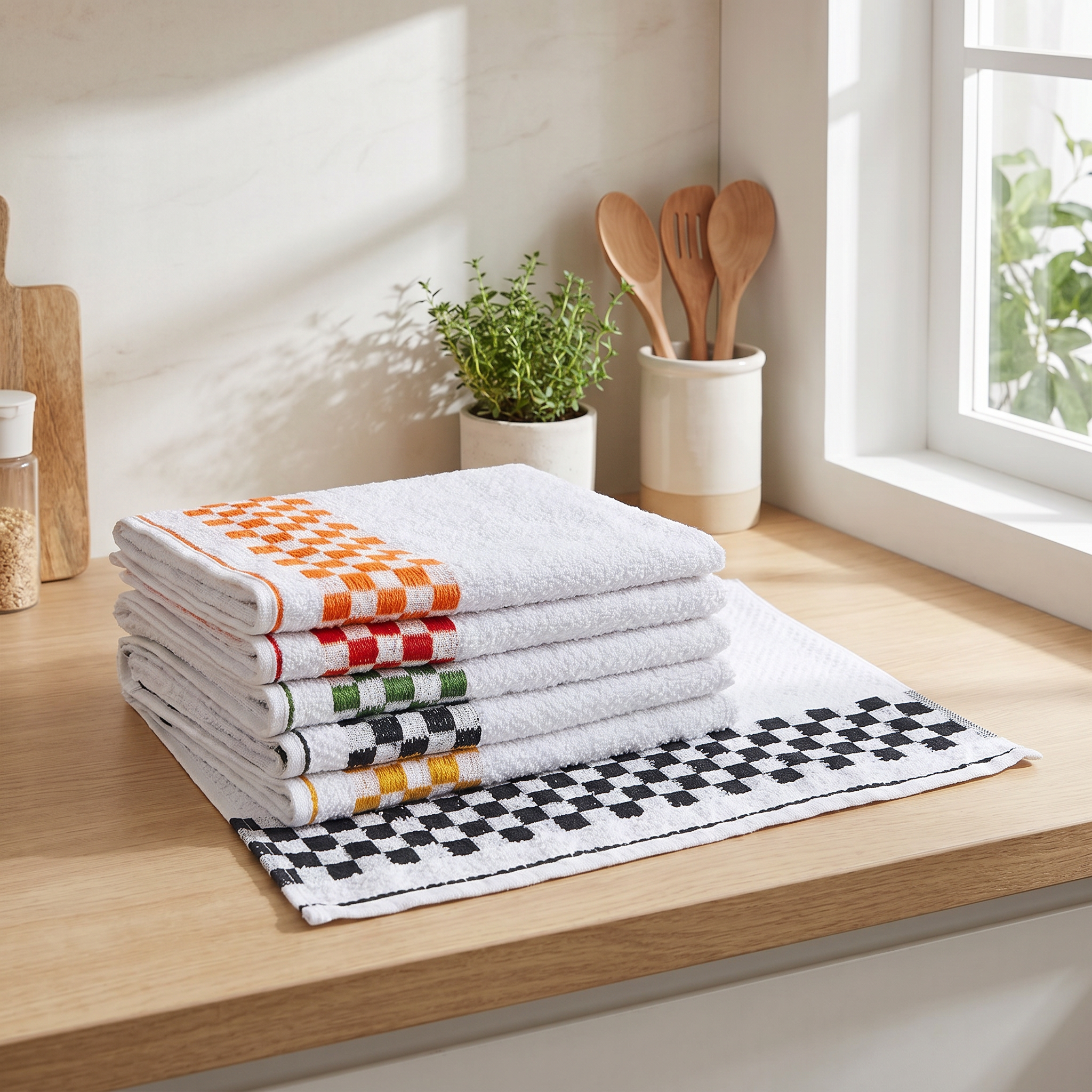 Pano de Prato Atoalhado Xadrez 45X70 - 6 unidades